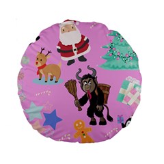 Pink Krampus Christmas Standard 15  Premium Round Cushions by NerdySparkleGoth