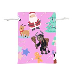 Pink Krampus Christmas Lightweight Drawstring Pouch (l) by NerdySparkleGoth