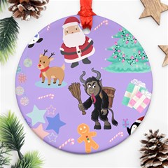 Purple Krampus Christmas Ornament (round) by NerdySparkleGoth