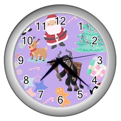 Purple Krampus Christmas Wall Clock (silver) by NerdySparkleGoth