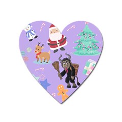 Purple Krampus Christmas Heart Magnet