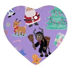 Purple Krampus Christmas Heart Ornament (two Sides) by NerdySparkleGoth