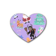 Purple Krampus Christmas Rubber Heart Coaster (4 Pack) by NerdySparkleGoth