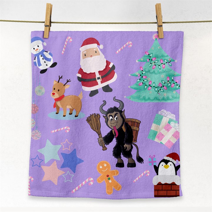 Purple Krampus Christmas Face Towel