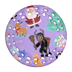 Purple Krampus Christmas Round Filigree Ornament (two Sides) by NerdySparkleGoth