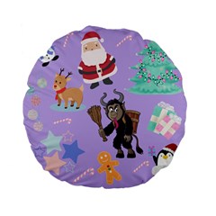 Purple Krampus Christmas Standard 15  Premium Flano Round Cushions