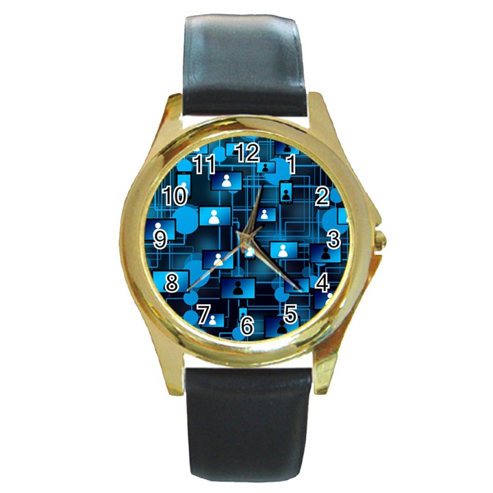 Smartphone-system-web-news Round Gold Metal Watch