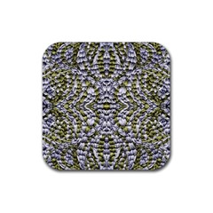 Acid Green Repeats I Rubber Coaster (square) by kaleidomarblingart