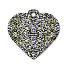 Acid Green Repeats I Dog Tag Heart (two Sides) by kaleidomarblingart