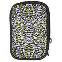 Acid Green Repeats I Compact Camera Leather Case by kaleidomarblingart