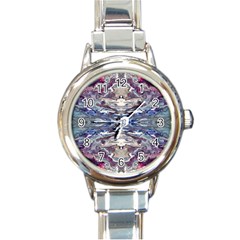 Abstract Pouring Round Italian Charm Watch by kaleidomarblingart