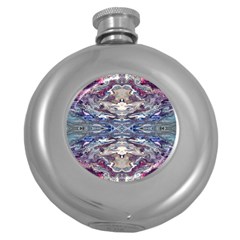 Abstract Pouring Round Hip Flask (5 Oz) by kaleidomarblingart