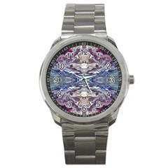 Abstract Pouring Sport Metal Watch by kaleidomarblingart