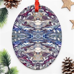 Abstract Pouring Oval Filigree Ornament (two Sides) by kaleidomarblingart