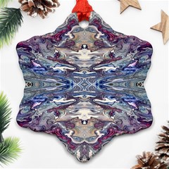 Abstract Pouring Snowflake Ornament (two Sides) by kaleidomarblingart