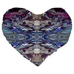 Abstract Pouring Large 19  Premium Flano Heart Shape Cushions by kaleidomarblingart