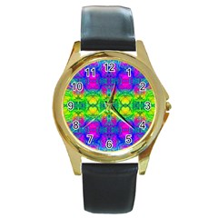 Color Me Happy Round Gold Metal Watch by Thespacecampers