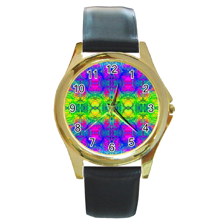 Color Me Happy Round Gold Metal Watch