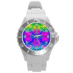 Liquid Rainbows Round Plastic Sport Watch (l) by Thespacecampers