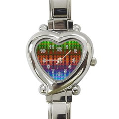 Fractaled Pixels Heart Italian Charm Watch by Thespacecampers