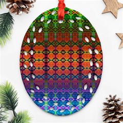 Fractaled Pixels Ornament (oval Filigree) by Thespacecampers