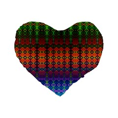 Fractaled Pixels Standard 16  Premium Flano Heart Shape Cushions by Thespacecampers