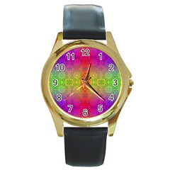 Mirrored Energy Round Gold Metal Watch by Thespacecampers