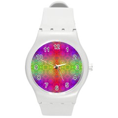 Mirrored Energy Round Plastic Sport Watch (m) by Thespacecampers