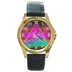 Trinfinite Round Gold Metal Watch Front