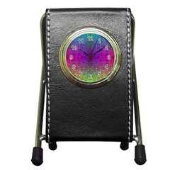 Stained Glass Vision Pen Holder Desk Clock by Thespacecampers