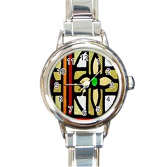 Abstract-0001 Round Italian Charm Watch by nate14shop