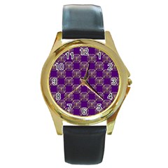 Background-b 005 Round Gold Metal Watch by nate14shop