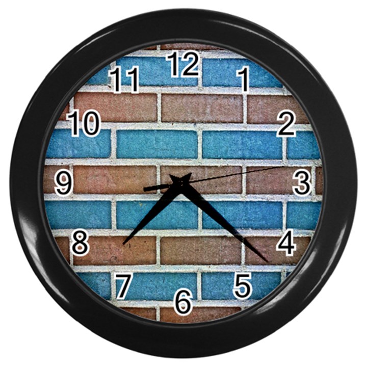 Brick-wall Wall Clock (Black)