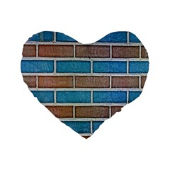 Brick-wall Standard 16  Premium Flano Heart Shape Cushions by nate14shop