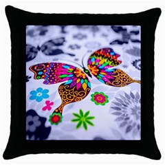 Butterfly-b 001 Throw Pillow Case (black)