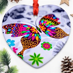 Butterfly-b 001 Heart Ornament (two Sides) by nate14shop