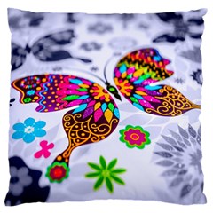 Butterfly-b 001 Large Flano Cushion Case (one Side) by nate14shop