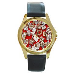 Christmas-b 001 Round Gold Metal Watch by nate14shop