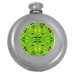 Abstract Pattern Geometric Backgrounds Round Hip Flask (5 Oz) by Eskimos