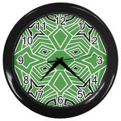 Abstract Pattern Geometric Backgrounds  Wall Clock (black) by Eskimos