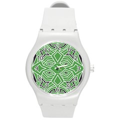 Abstract Pattern Geometric Backgrounds  Round Plastic Sport Watch (m) by Eskimos