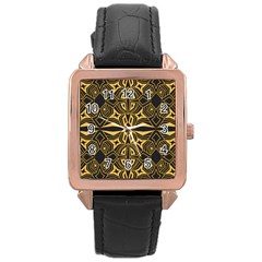 Abstract Pattern Geometric Backgrounds Rose Gold Leather Watch  by Eskimos