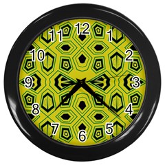 Abstract Pattern Geometric Backgrounds  Wall Clock (black) by Eskimos