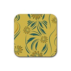 Folk Flowers Print Floral Pattern Ethnic Art Rubber Coaster (square) by Eskimos