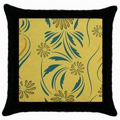 Folk Flowers Print Floral Pattern Ethnic Art Throw Pillow Case (black)