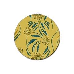 Folk Flowers Print Floral Pattern Ethnic Art Rubber Coaster (round) by Eskimos