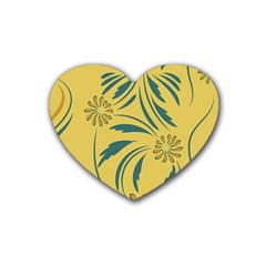 Folk Flowers Print Floral Pattern Ethnic Art Rubber Heart Coaster (4 Pack) by Eskimos