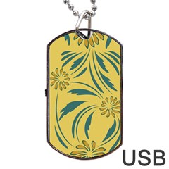 Folk Flowers Print Floral Pattern Ethnic Art Dog Tag Usb Flash (two Sides) by Eskimos