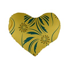 Folk Flowers Print Floral Pattern Ethnic Art Standard 16  Premium Heart Shape Cushions by Eskimos