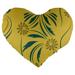 Folk Flowers Print Floral Pattern Ethnic Art Large 19  Premium Flano Heart Shape Cushions by Eskimos